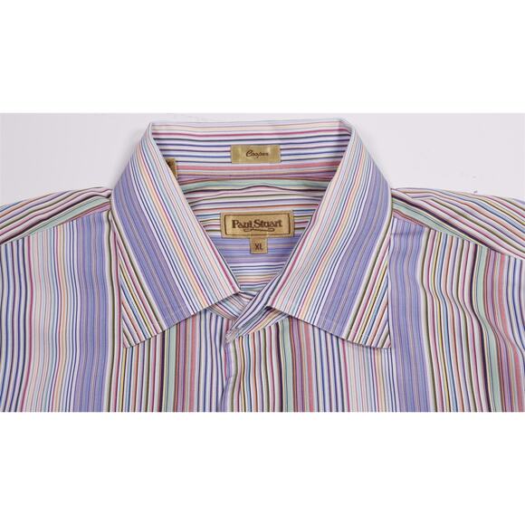 Paul Stuart Men's Rainbow Striped Button-Up Dress Shirt XL - Picture 5 of 7